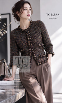 CHANEL Jacket 07PF Brown Navy Metallic Monte Carlo Tweed 36 | HK