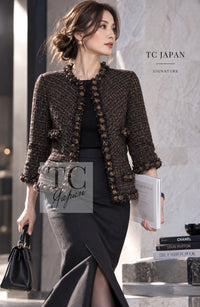 CHANEL Jacket 07PF Brown Navy Metallic Monte Carlo Tweed 36 | HK