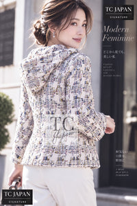 CHANEL Jacket Multicolor Tailored Blazer COCO Button Hooded Ribbon Tweed | US