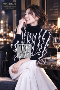 CHANEL Cardigan 18PF Navy Ivory Wool Cashmere Knit 36 38 | INT