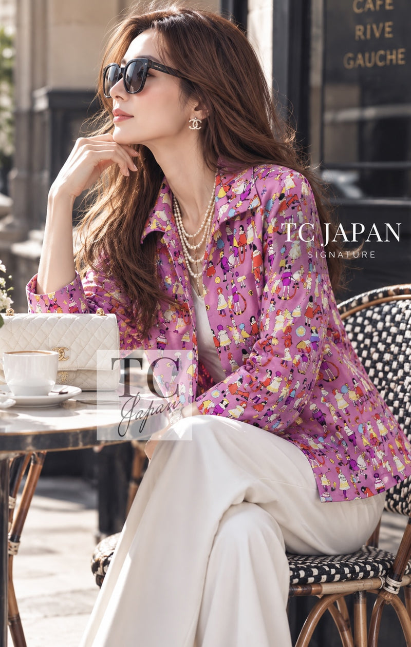 CHANEL 01S Vintage Purple Silk Blouse Shirts Tops 36 38 11
