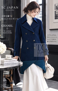 CHANEL 13A Dark Deep Blue Green Double Wool Coat 36 38 5