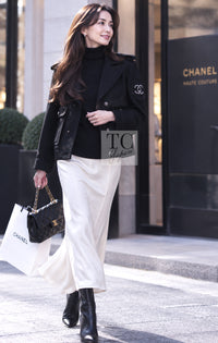 CHANEL Jacket Coat 12A Black CC Logo Riders Blouson Wool 34 36 38 40 | UK