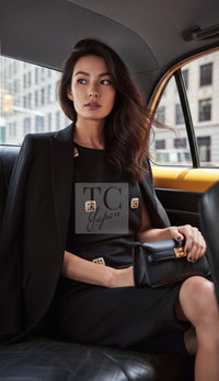CHANEL Dress 11PF Black Wool Gripox Jewel Buttons 34 | TW
