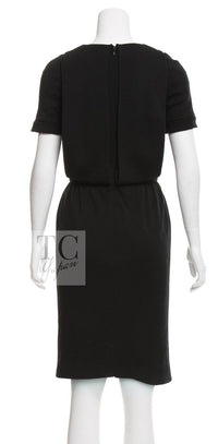 CHANEL Dress 11PF Black Wool Gripox Jewel Buttons 34 | TW