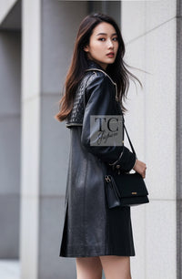 CHANEL Coat 11A Black Lambskin Leather Double 36 | UK