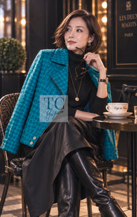 シャネル ジャケット CHANEL 19A ブルー ウール ツイード ライダース 36 38 40
