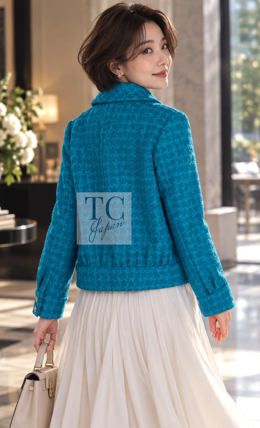 シャネル ジャケット CHANEL 19A ブルー ウール ツイード ライダース 36 38 40