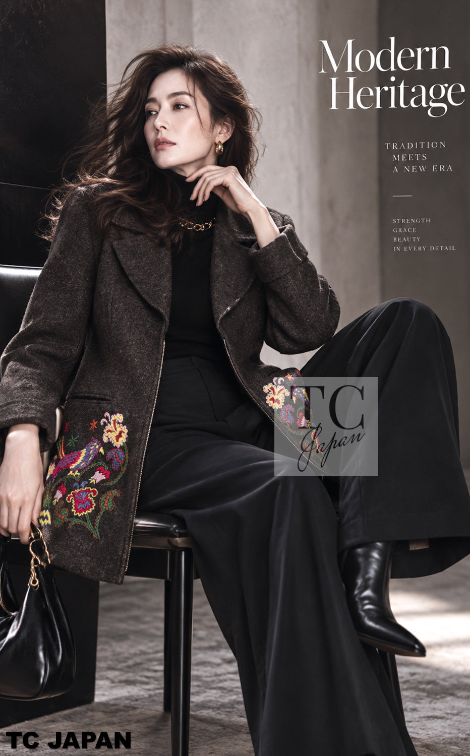 CHANEL 97A Vintage Brown Bird Flower Zipper Wool Tweed Coat 34 | HK