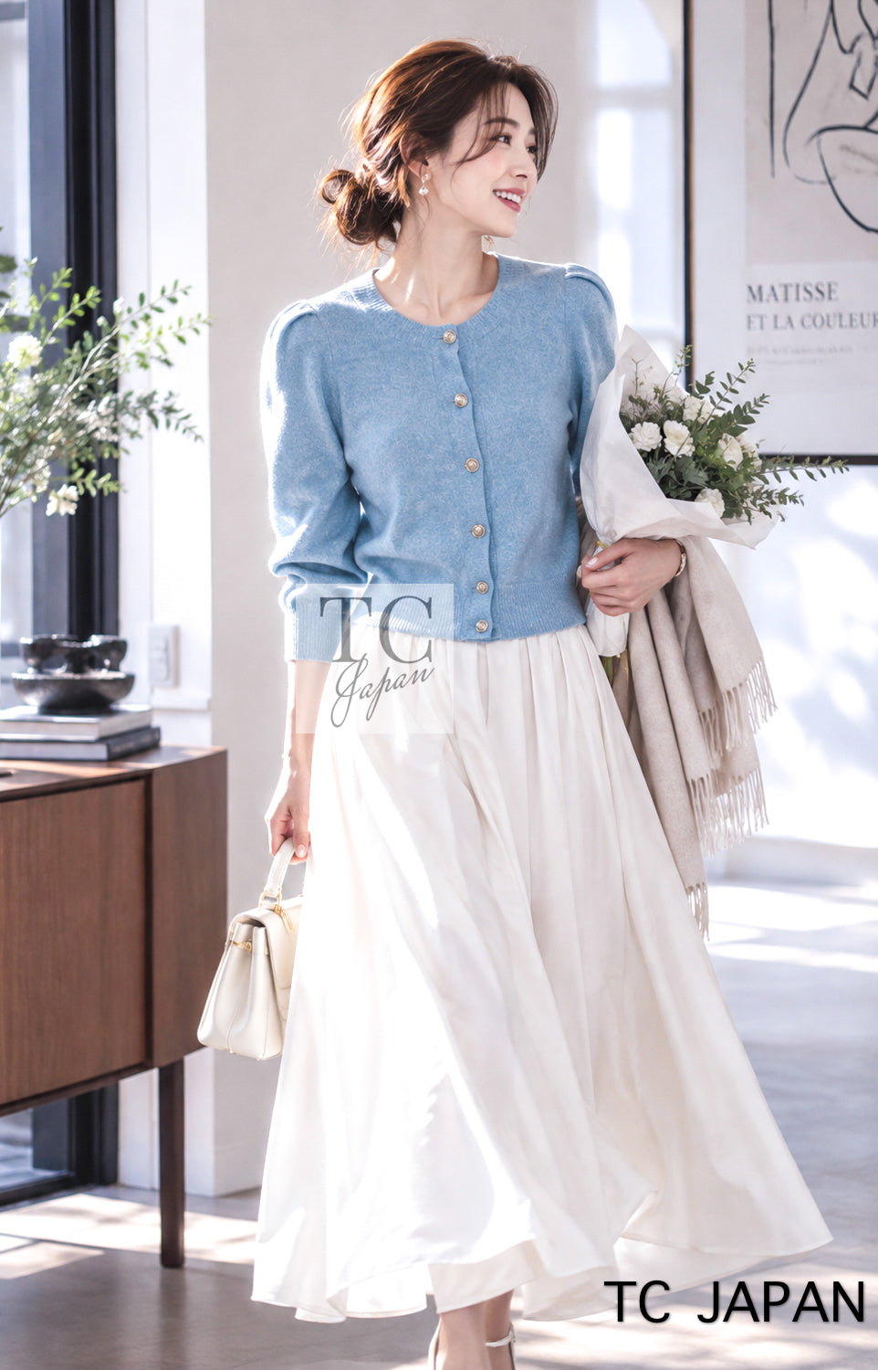CHANEL 13C Baby Blue Cashmere Linen Super Soft Knit Cardigan 34 | INT