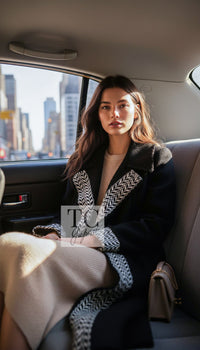CHANEL Coat 04A Ivory Black Wool 100% Tweed 38 40 42 | INT