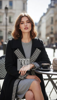 CHANEL Coat 04A Black Wool 100% Tweed 36 38 | UK