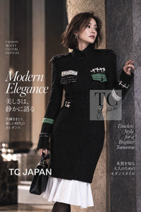 シャネル ジャケット コート CHANEL 09A ブラック グリーン ウール シルク 36