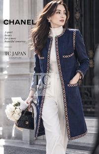 シャネル ワンピース コート CHANEL 04A ブルー コットン デニム ジッパー 38