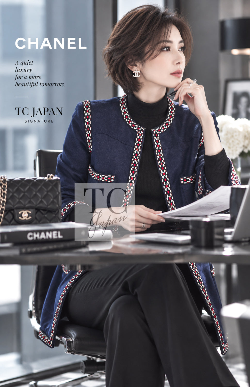 シャネル ワンピース コート CHANEL 04A ブルー コットン デニム ジッパー 38