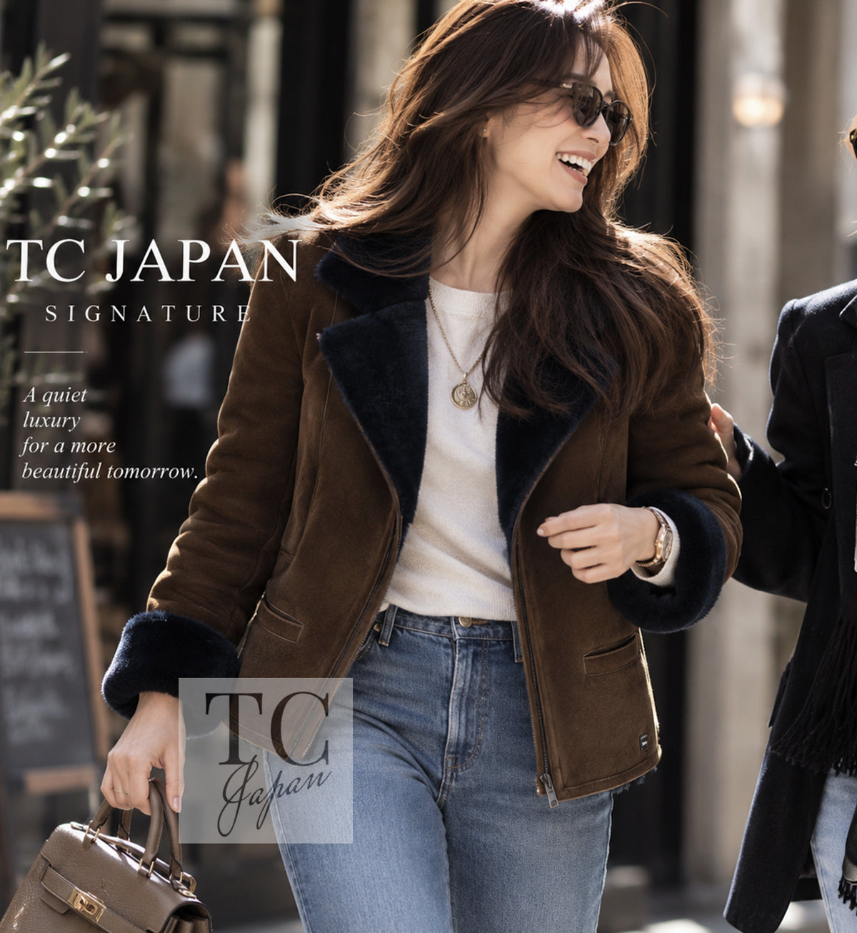 CHANEL Jacket 04A Brown Lambskin Leather Shearling Riders Zipper 38 | TW