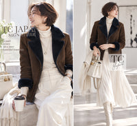 CHANEL Jacket 04A Brown Lambskin Leather Shearling Riders Zipper 38 | TW