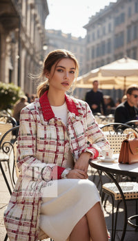 CHANEL Coat 04S Ivory Red Mix Tweed 36 | TW