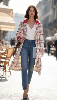 CHANEL Coat 04S Ivory Red Mix Tweed 36 | TW