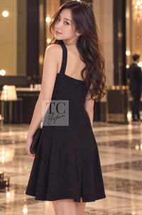 CHANEL Dress 12A Black Purple Plum Sleeveless Cotton 36 38 | UK