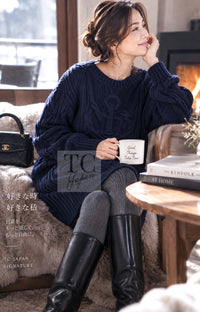 CHANEL Dress Sweater 18PF Navy Wool Cashmere Knit 38 40 42 | US