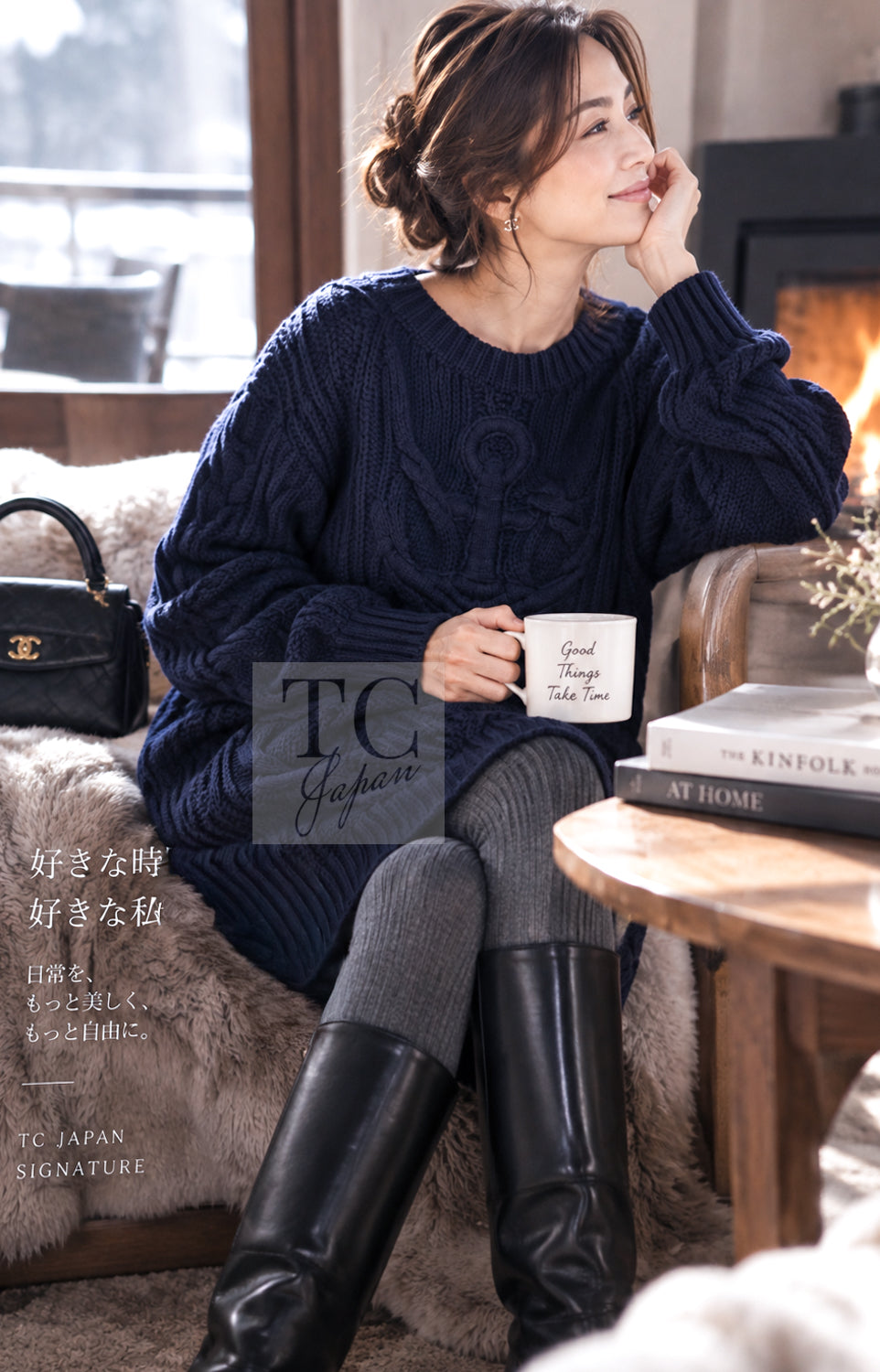 CHANEL Dress Sweater 18PF Navy Wool Cashmere Knit 38 40 42 | US