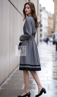 CHANEL Dress 88A Vintage Naomi Campbell Gray Ribbon Bow 40 | UK