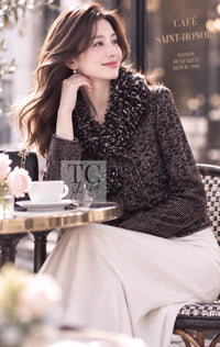 CHANEL Jacket 12A Motorcycle Wool Alpaca Tweed 38 42 | TW