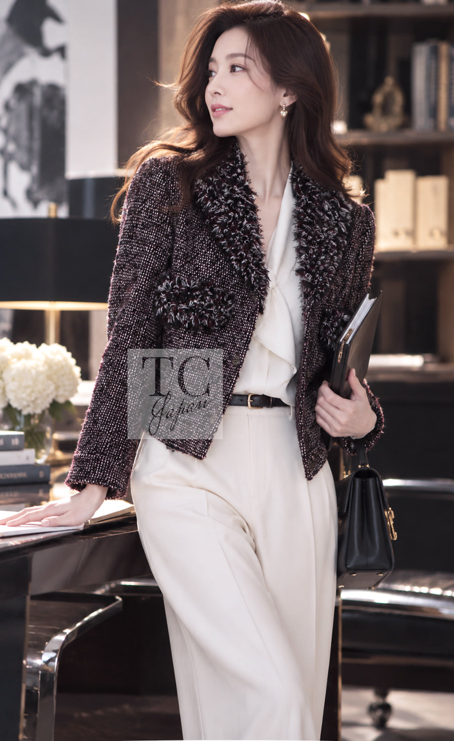 CHANEL Jacket 12A Motorcycle Wool Alpaca Tweed 38 42 | TW