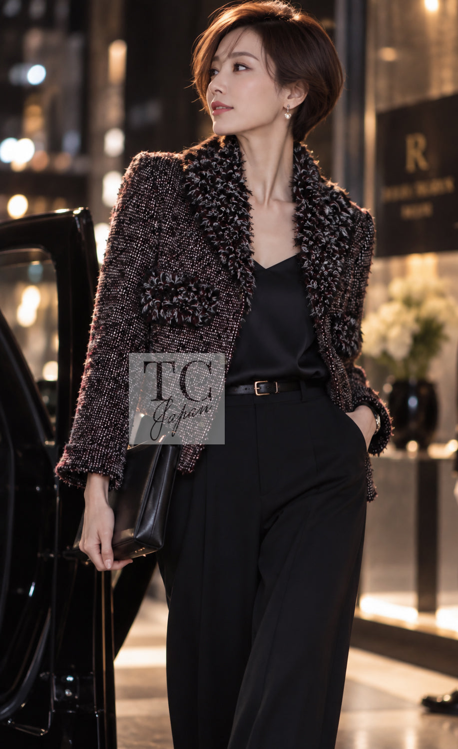CHANEL Jacket 12A Motorcycle Wool Alpaca Tweed 38 42 | TW