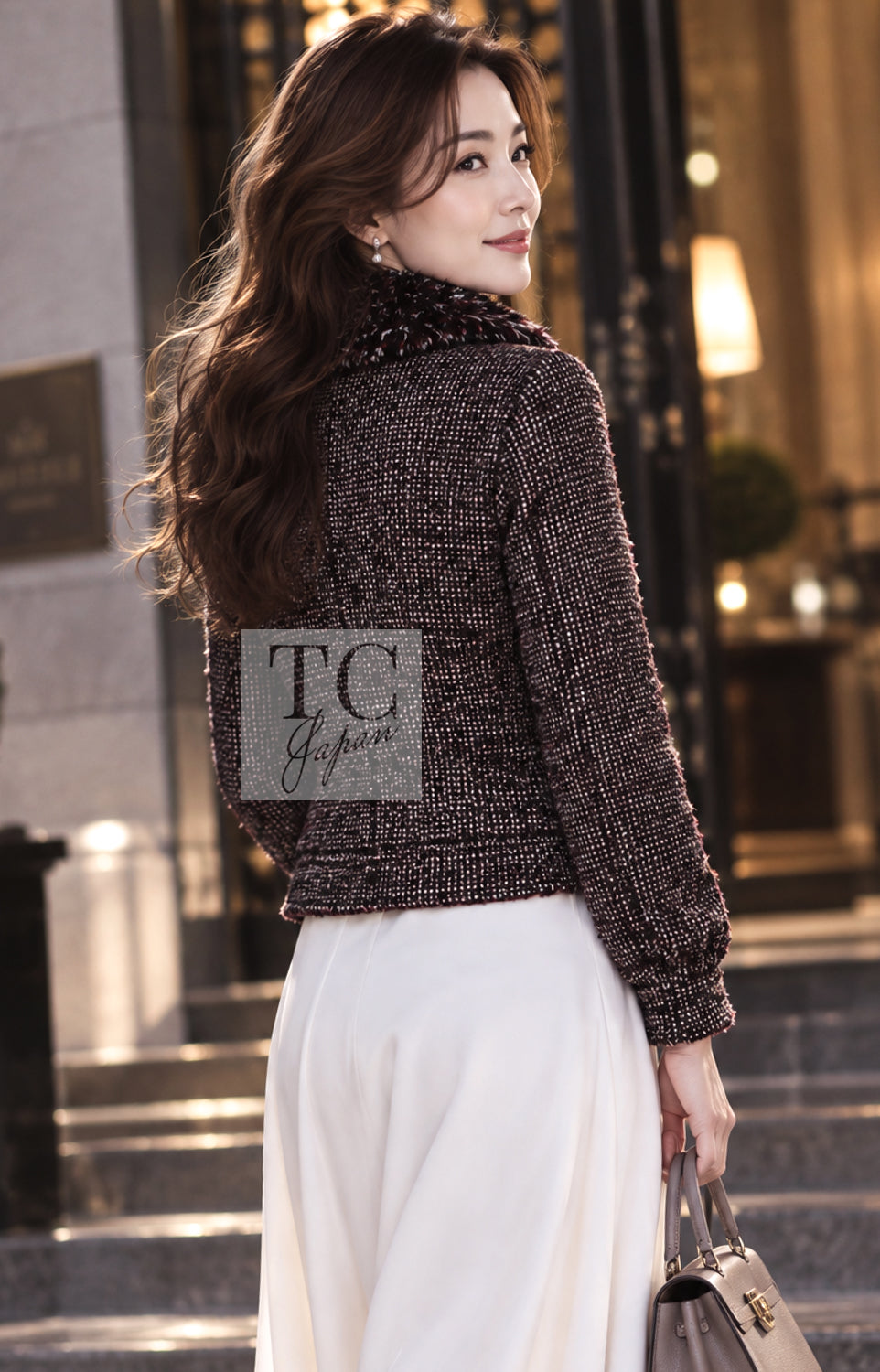 CHANEL Jacket 12A Motorcycle Wool Alpaca Tweed 38 42 | TW