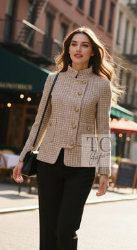 CHANEL 15S Beige Ecru Ivory Cotton Tweed Jacket Skirt Suit 36 38 12