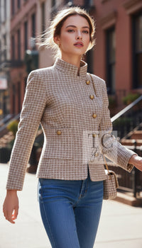 CHANEL 15S Beige Ecru Ivory Cotton Tweed Jacket Skirt Suit 36 38 11