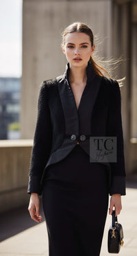 CHANEL Jacket 10A Black Alpaca Wool Gripox Buttons 38 | UK