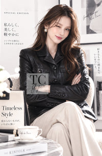 CHANEL Jacket 03A Black Lambskin Leather 38 | UK