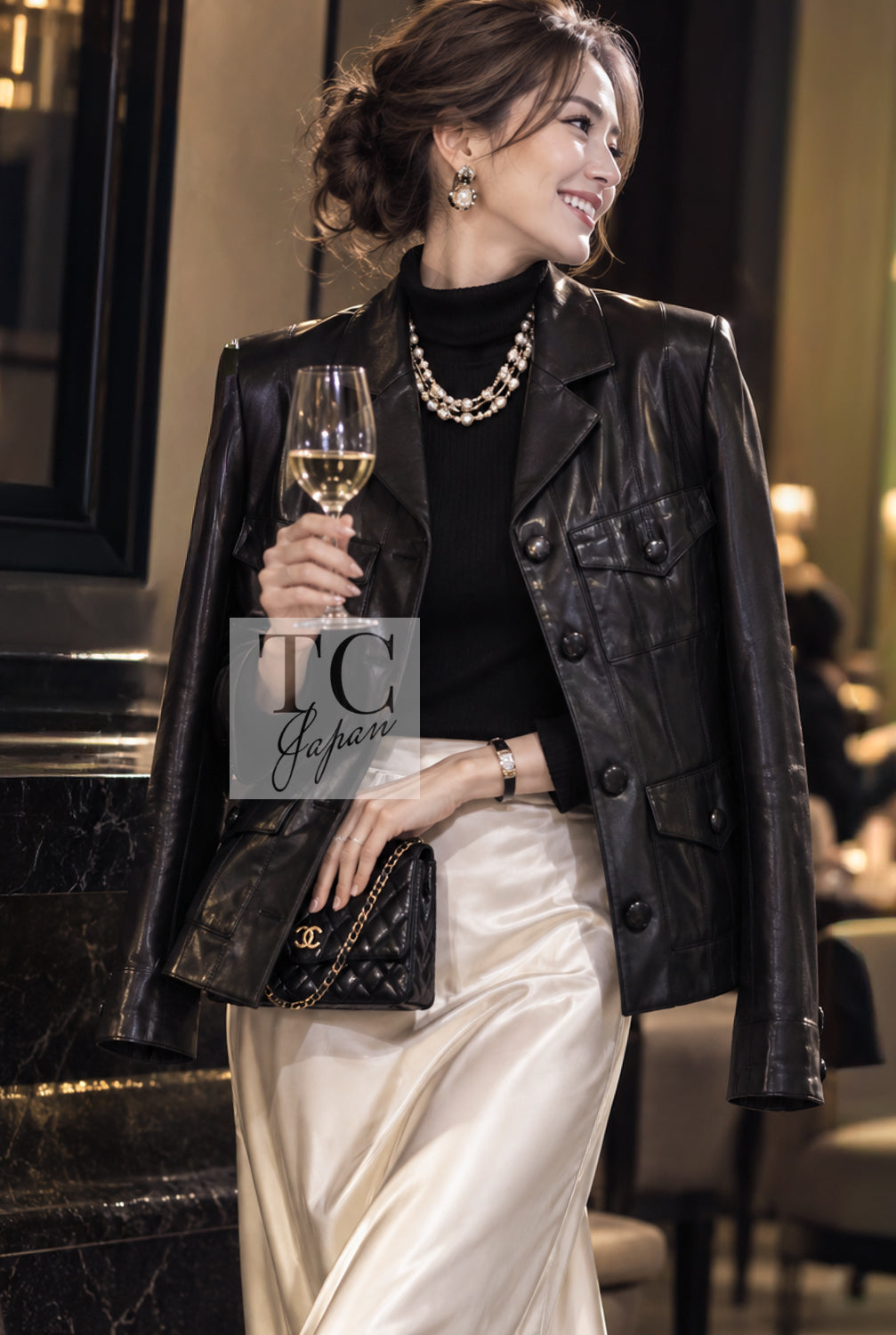 CHANEL Jacket 03A Black Lambskin Leather 38 | UK
