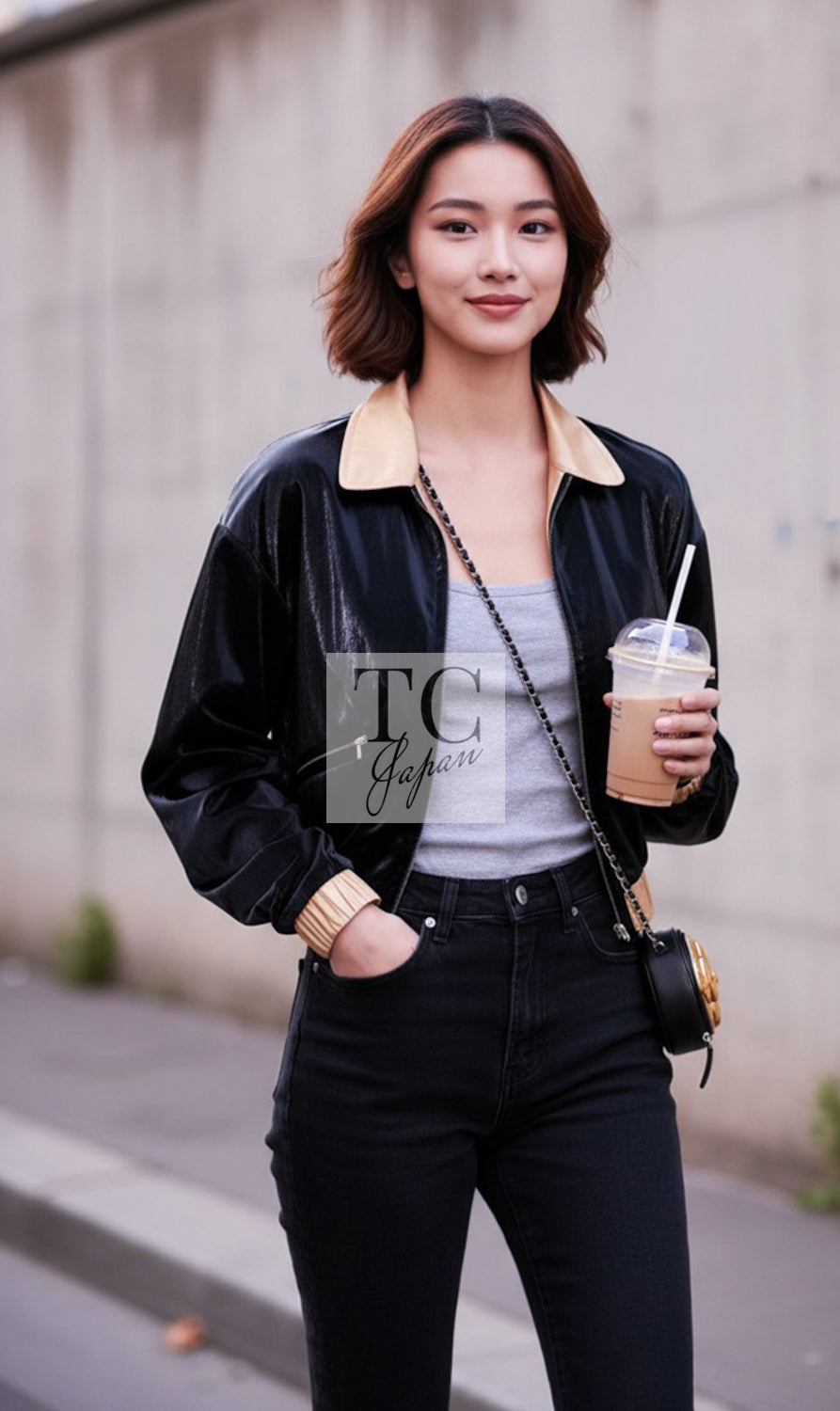 CHANEL Jacket 23C Black Gold Blouson Riders 36 | UK