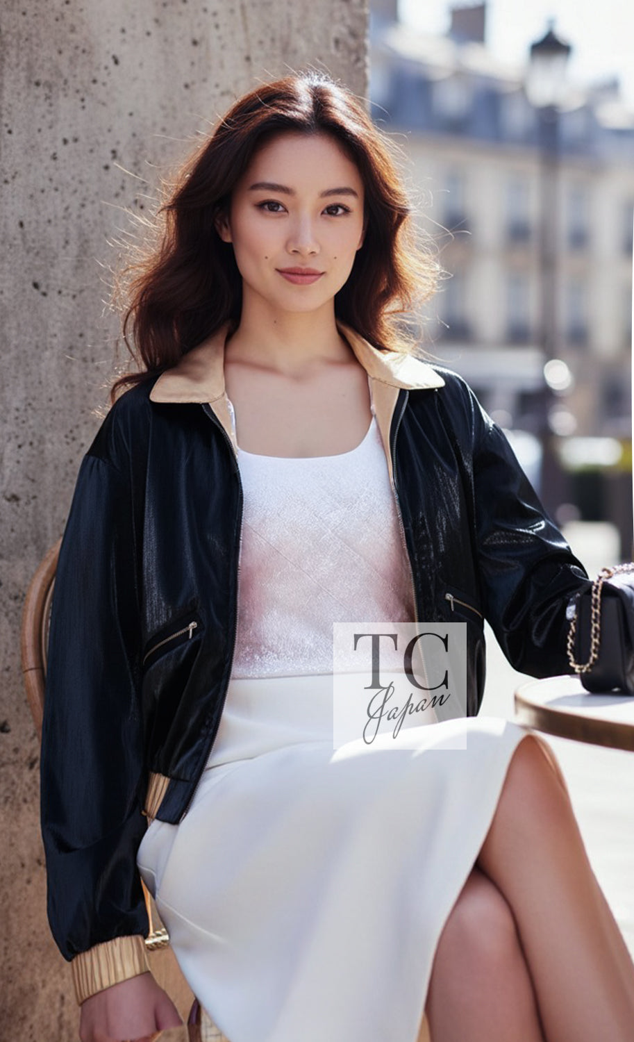 CHANEL Jacket 23C Black Gold Blouson Riders 36 | UK