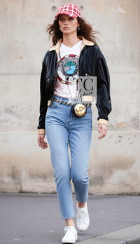CHANEL Jacket 23C Black Gold Blouson Riders 36 | UK