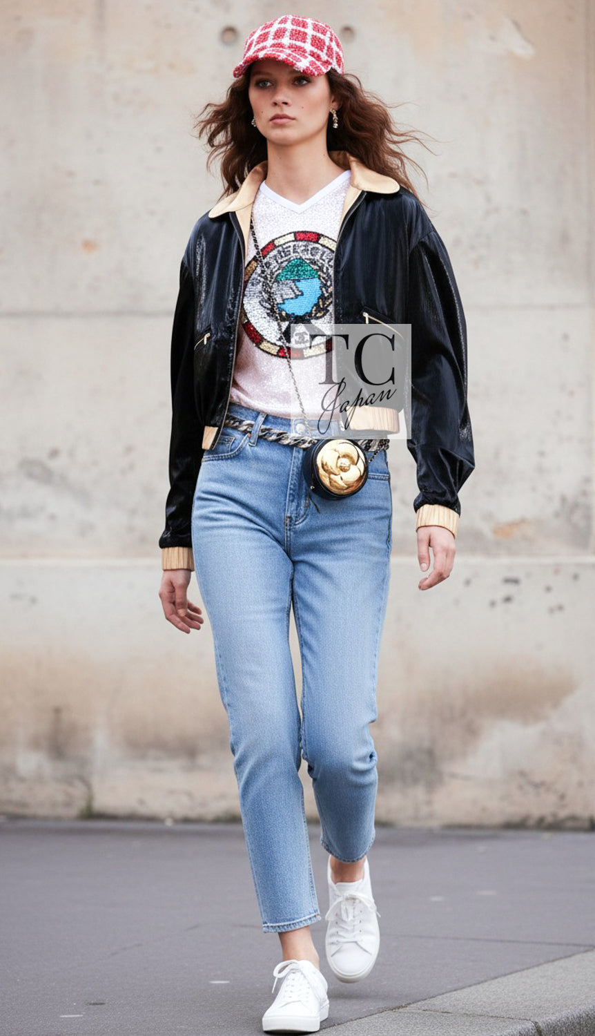 CHANEL Jacket 23C Black Gold Blouson Riders 36 | UK