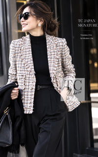 CHANEL Jacket 04S Beige Brown Ivory Silk Wool Tweed 38 | TW