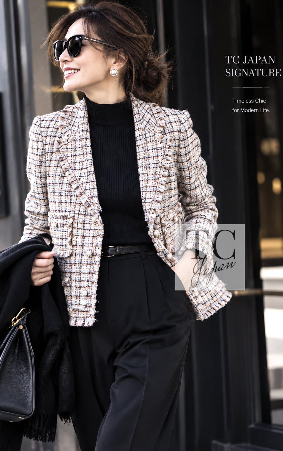 CHANEL Jacket 04S Beige Brown Ivory Silk Wool Tweed 38 | TW