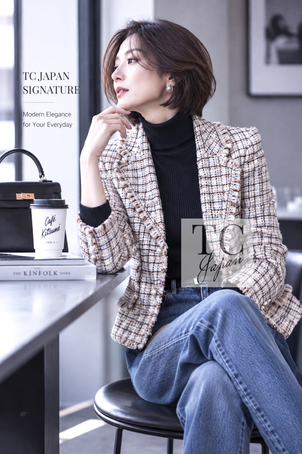 CHANEL Jacket 04S Beige Brown Ivory Silk Wool Tweed 38 | TW