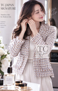 CHANEL Jacket 04S Beige Brown Ivory Silk Wool Tweed 38 | TW