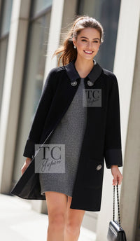 CHANEL Coat 15B Black Gripoix Button Wool Tweed 40 42 | UK