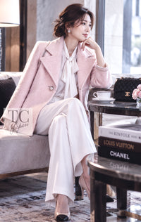 シャネル ジャケット コート CHANEL 17A ピンク ウール 軽くてふわふわ 淡い ベビーピンク モヘア 34 36 38