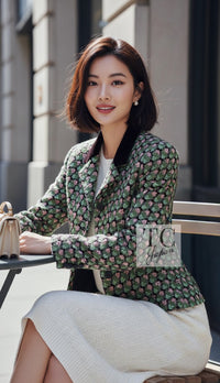 CHANEL Jacket 02S Green Pink Floral Tweed 46 | UK