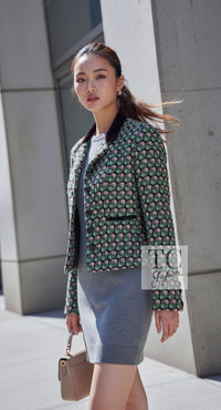 CHANEL Jacket 02S Green Pink Floral Tweed 46 | UK