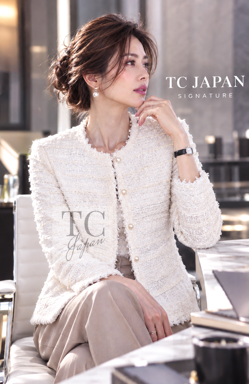CHANEL Skirt 05S Ivory Fringe Sequin Lesage Tweed 42 44 | INT