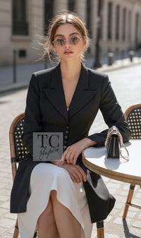 CHANEL Jacket 97S Vintage Navy Wool 100% Basic Blazer 38 40 | HK